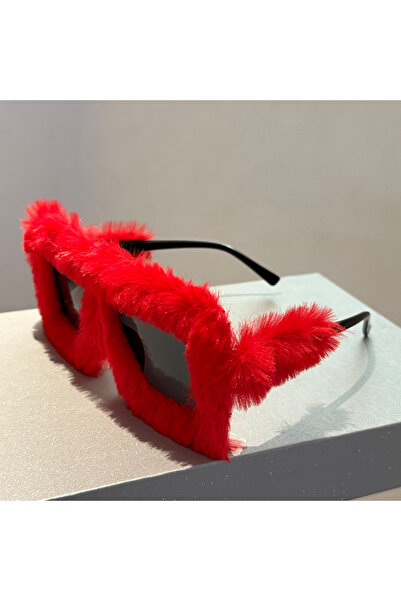 Choice as picture shows red-black KAMMPT Oversized Square Women Sunglasses New Fashion Furrry Frame Gradien
