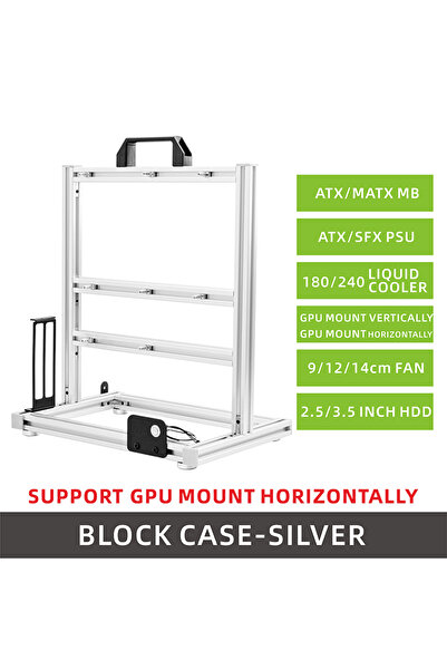 Choice BlockCase Silver METALFISH BlockCase Aluminum Open Frame Case Support ATX/M-ATX Mainboard GPU Mount
