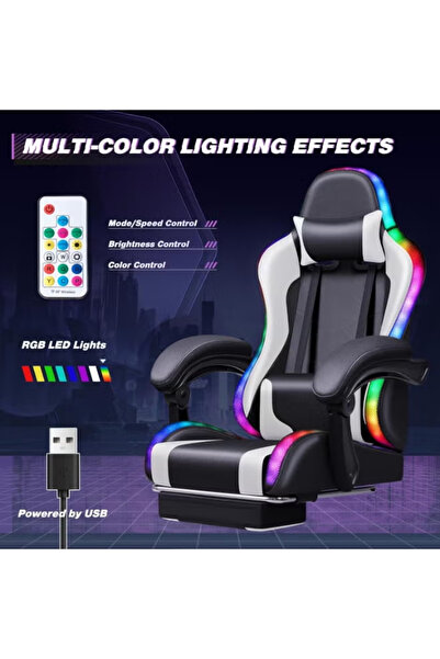 Domuik Gaming Chair, Video Game Chair with Footrest and Massage Lumbar Support, Ergonomic Computer C