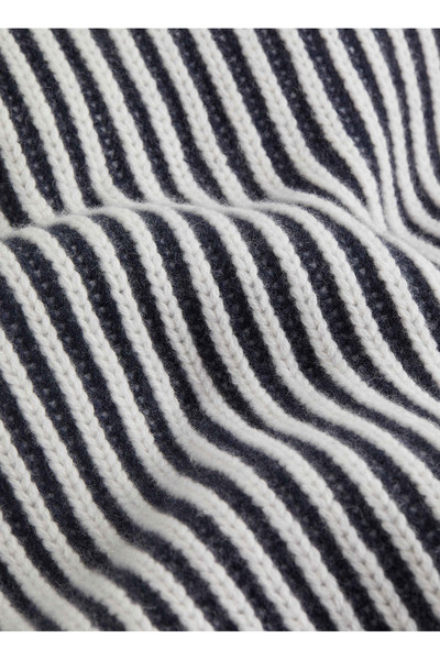 Calvin Klein Balıkçı Yaka Standart Çizgili Lacivert - Beyaz Kazak Kadın REC YÜN TWO TONE STRIPE SWEA