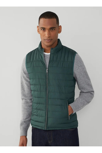 Hackett Yeşil Erkek Dik Yaka Slim Fit Puffer Yelek HM403089