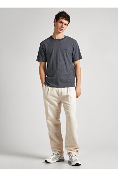 Pepe Jeans Bisiklet Yaka Çizgili Antrasit Erkek T-Shirt PM509387 977 CARLISLE