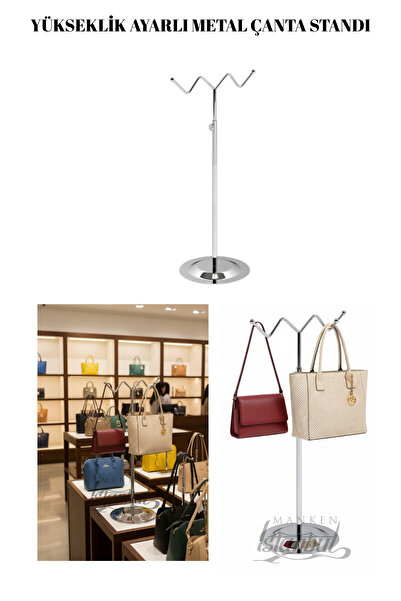 Manken İstanbul Ayarlanabilir Krom Kaplama Çanta Standı Çanta Teşhir Standı M...