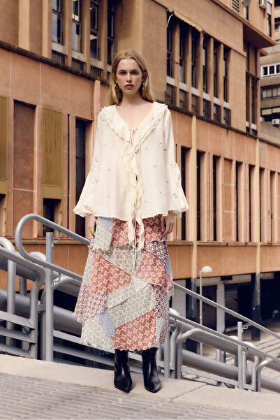 Pilea Fusta din șifon cu model patchwork