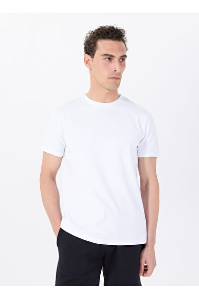 Mustang Bisiklet Yaka Baskılı Ekru Erkek T-Shirt M4WM-TST-1987