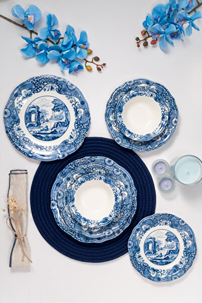 Fecra Vintage Blue 24 Parça Yemek Takımı