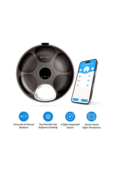 Şımart 6 Hazneli Akıllı Mama Kabı Uygulama Kontrollü, Soğutuculu, Yaş Mama Uy...