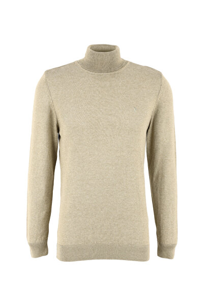 Fabrika Haki Melanj Erkek Tam Balıkçı Yaka Basic Kazak F4WM-KZK 2845