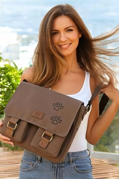 QUB CLUB Waterproof Canvas - Coffee Color Pawed Business School Laptop Bag