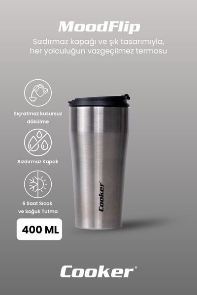 Cooker 400 ml Steel Thermos Mug |   Leakproof No Odor |   Coffee Tea Thermos That Keeps Warm and Cold for 6 Hours
