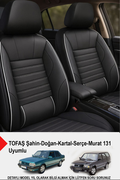 GM-DESIGN Stone Leather Car Seat Cover - Lumbar Support (Tofaş Kartal-Şahin-Doğan-Serçe-Tempra Compatible)