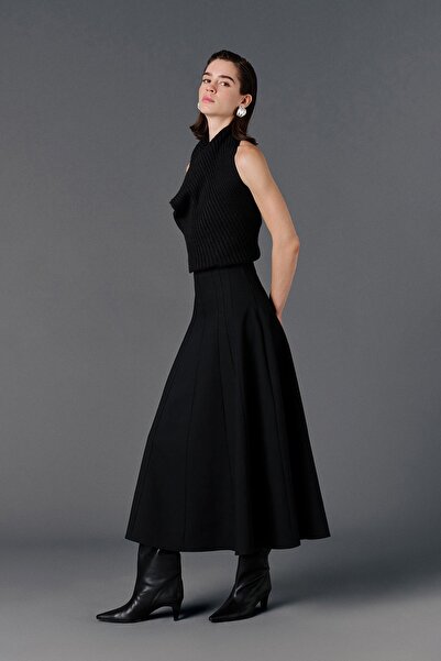 VATKALI Flared Maxi Skirt Black