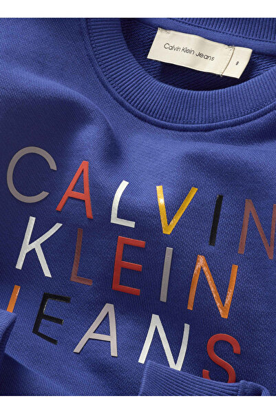 Calvin Klein Baskılı Erkek Çocuk Mavi Sweatshırt IB0IB02204C6Z