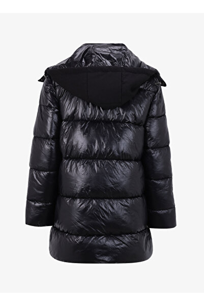 Fabrika Kapüşonlu Kapitone Siyah Kadın Mont F4WL-MNT0043