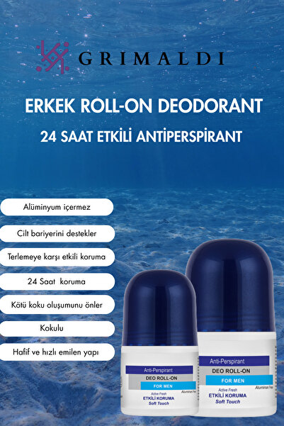GRİMALDİ -GRİMALDİ Erkek Roll-On Deodorant – Ter Önleyici, Alüminyumsuz Kalıcı Ferahlık Grmldm02