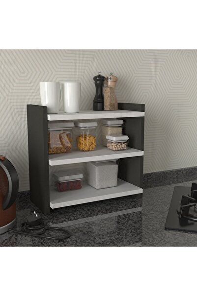 UnicUtil Etajera Organizator, Alb-Antracit, Bucatarie sau Baie, Suport Pahare...