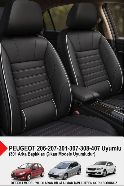 GM-DESIGN Stone Leather Auto Seat Cover - Lumbar Support (Peugeot 206-207-208-306-307-407 Compatible)