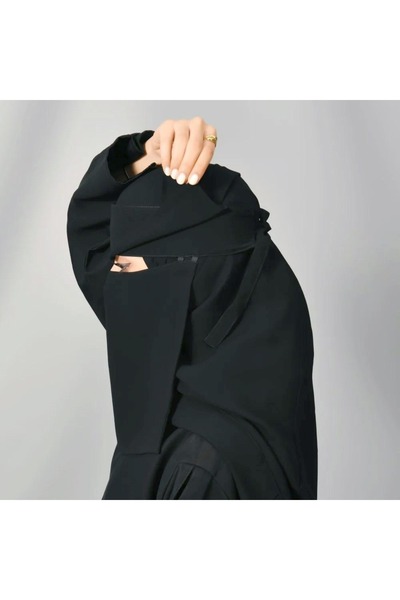 lamha abaya Short Solar Niqab with Two Elastic Bands and Tie Closure
