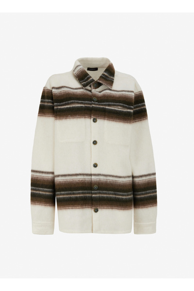 Fabrika Basic Haki Erkek Çizgili Ceket F4WM-CKT 2713