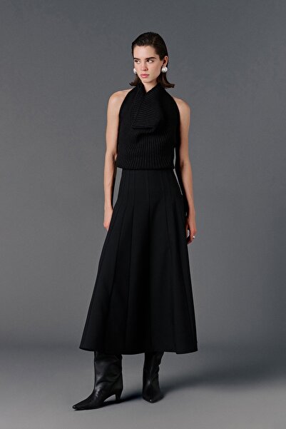 VATKALI Flared Maxi Skirt Black