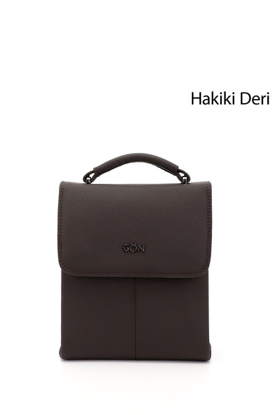 GÖNDERİ(R) BROWN Gön Genuine Leather Medium Size Unisex Shoulder Bag Q3675