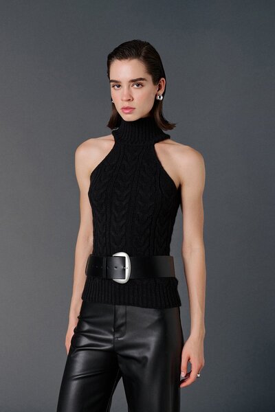 VATKALI Pulover fără mâneci cu model tricotat