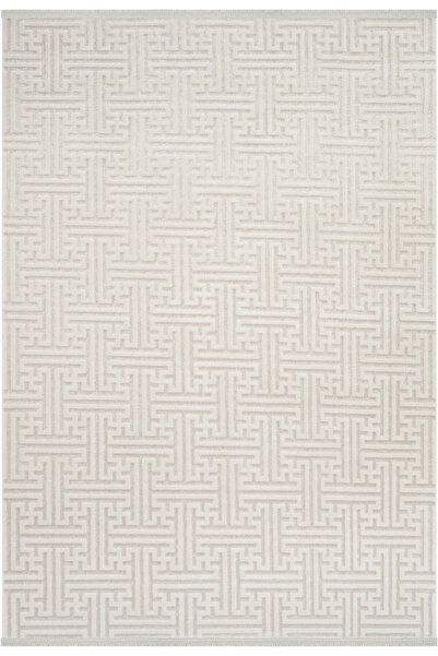 Cool Halı Lena Açık Gri Kabartmalı Lazer Kesim Akrilik Halı Dokuma İnce Yazlı...