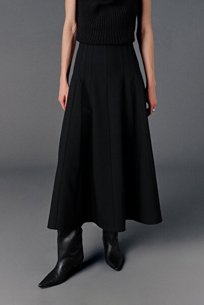 VATKALI Flared Maxi Skirt Black
