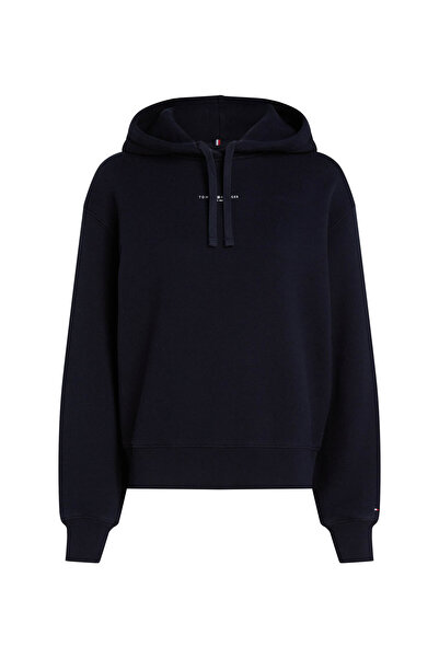 Tommy Hilfiger Kapüşon Yaka Baskılı Lacivert Kadın Sweatshırt MODERN REG MINI CORP HOODIE