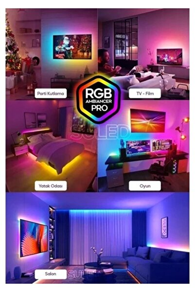 Mer-camp Şerit LED 5 Metre Animasyonlu Tak Çalıştır Kumandalı Trafolu Rgb Şer...