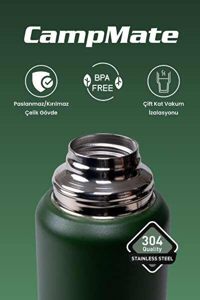 Cooker 1 Litre Çift Katlı Çelik Termos-24 Saat Sıcak, 48 Saat Soğuk,(Kamp, Piknik, Ofis, Seyahat)