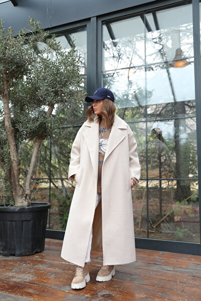 Laluvia Lazac ujjú öv részletes halszálkás öves hosszú pehelykabát-54471