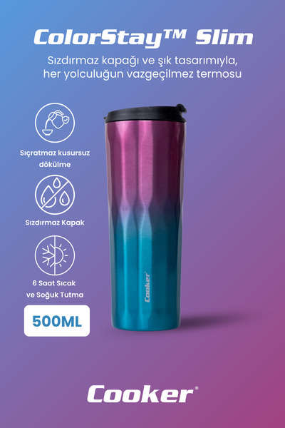Cooker 0.50 Lt Colorstay ™   Slim Stainless Steel Thermos Camping Office Picnic Thermos