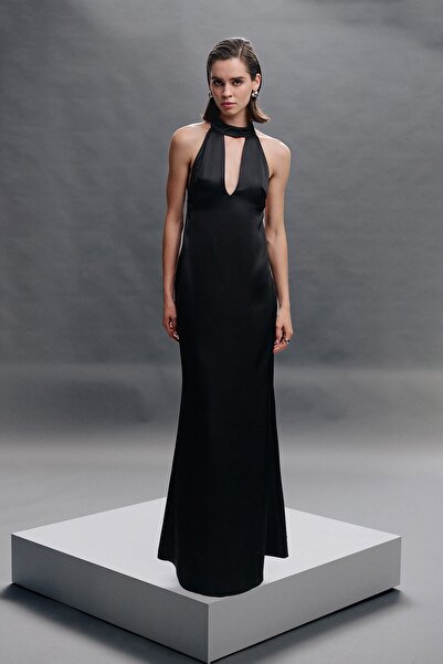 VATKALI Maxi Satin Dress with Shawl Detail - Exclusive Collection