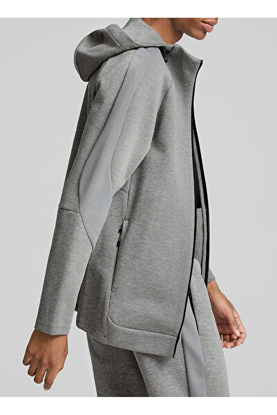 Puma Gri Erkek Fermuarlı Yaka Normal Kalıp Zip Ceket 68170003 EVOSTRIPE Full-Zip Hoodie