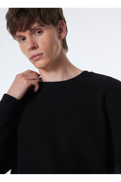 Mustang Bisiklet Yaka Siyah Erkek Sweatshırt M4WM-SWT-1808