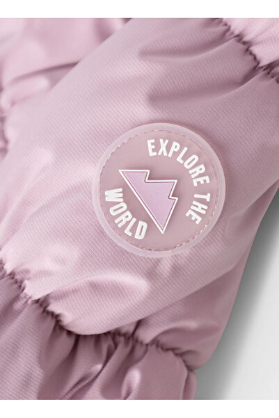 name ıt Pembe Kadın Fermuarlı Yaka Normal Kalıp Desenli Puffer Mont 13230978