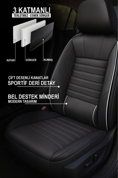 GM-DESIGN Stone Leather Auto Seat Cover (Renault Fluence-Megan1-2-3-Clio-Symbol-Tailant-Toros Compatible)