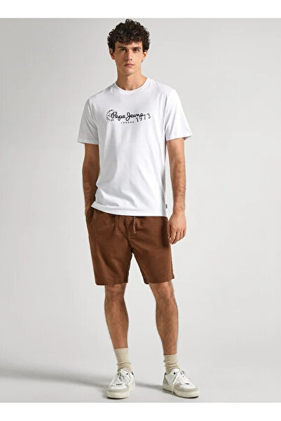 Pepe Jeans Bisiklet Yaka Baskılı Beyaz Erkek T-Shirt PM509373 800 CAMILLE