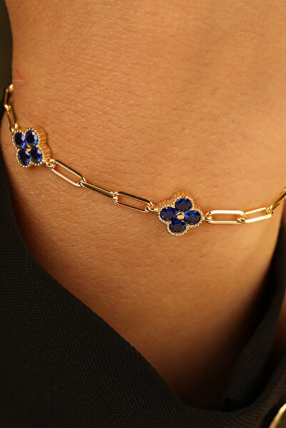 Çgk Çiğdem Gürel Kuyumculuk Lacivert Yonca Ataç Altın Bilezik