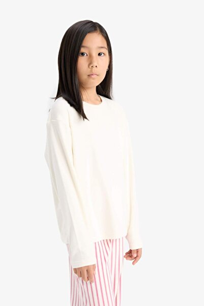 DeFacto Kız Çocuk Pijama Takımı Polar Uzun Kollu Üst Uzun Alt D1068A824WN