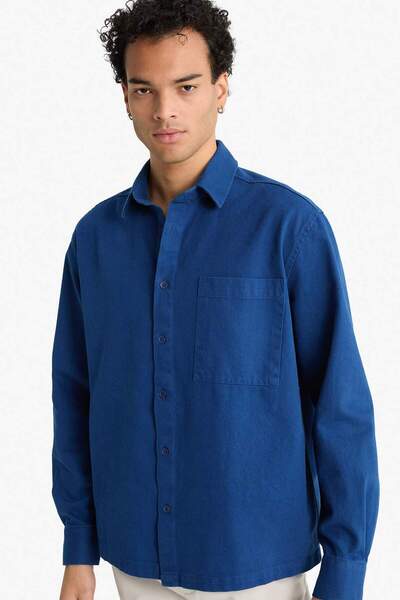 DeFacto Boxy Fit Woven Long Sleeve Shirt G2886Ax25Au