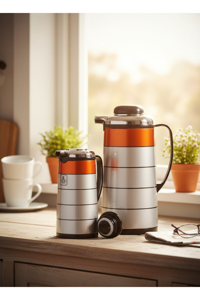 British Chef Vacuum Insulated Flask Set – Double-Walled Glass, 1L & 1.3L, Long-Lasting Temperature Retention