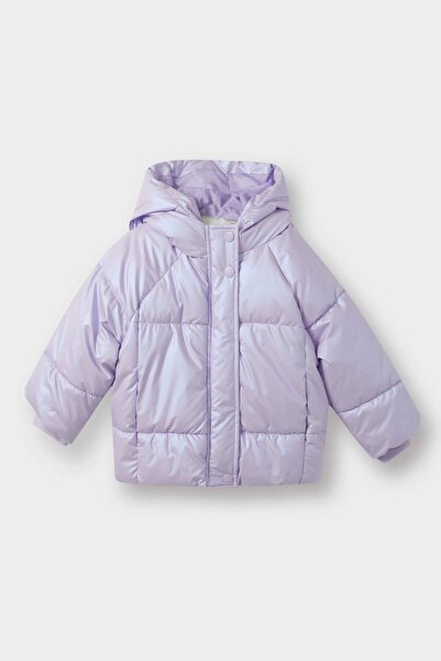 DeFacto Kız Bebek Kapüşonlu Fermuarlı Çıtçıtlı Şişme Mont E7985A525AU