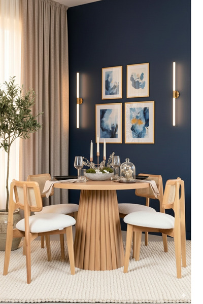 Woodenbend Monaco Ahşap Natural Masa Sandalye Takımı 100x100