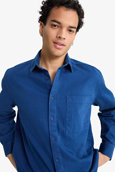 DeFacto Boxy Fit Dokuma Uzun Kollu Gömlek G2886AX25AU