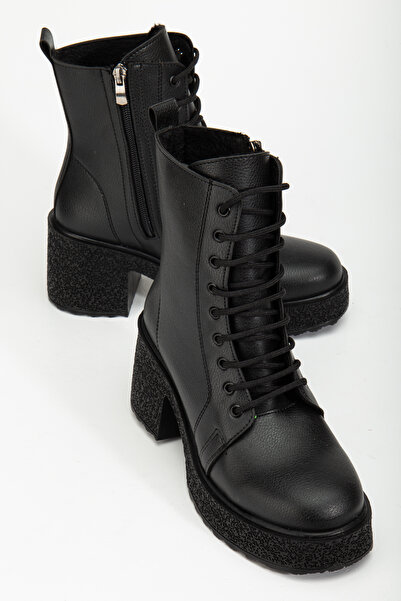 Entella Store Γυναικείες μαύρες μπότες με τακούνι