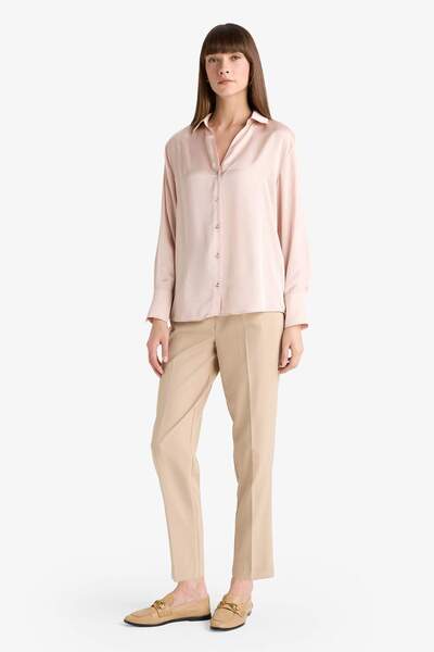 DeFacto Regular Fit Shirt Collar Satin Long Sleeve Shirt G1920Ax25Au
