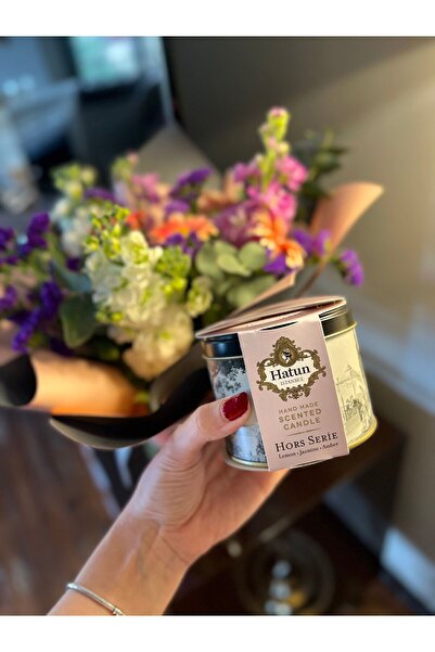 Hatun İstanbul Hors Serie Özel Tasarım Baskılı Yuvarlak Metal Kutuda Kokulu Doğal Mum