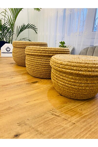 JÜTEX HOME مجموعة سلال عملية مكونة من 3 قطع مع غطاء